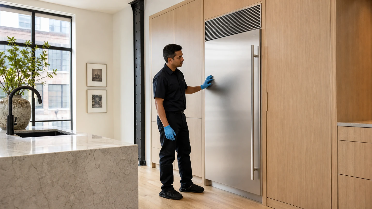 Built-in refrigerator diagnostic visit in the service area